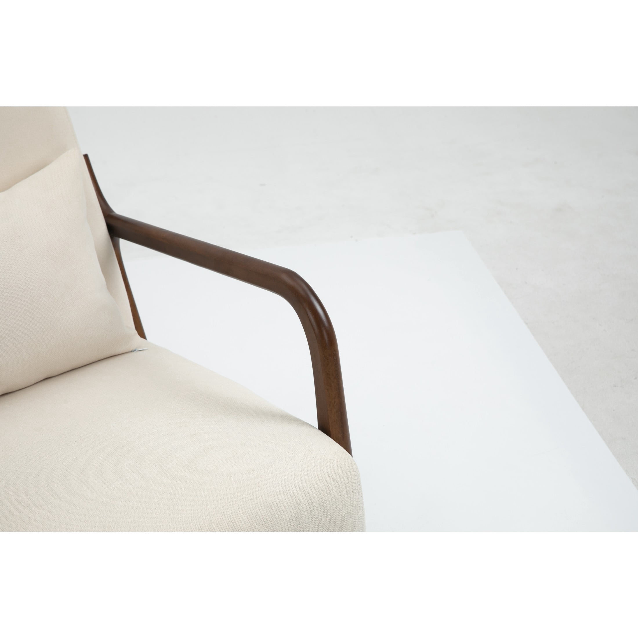 GDF Studio Ciara Mid-Century Modern Solid Wood Accent Chair, Reading Armchair for Living Room, Bedroom, White & Walnut
