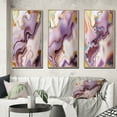 thumbnail image 1 of Designart "Purple Abstractions Gold and Purple" Abstract Shapes Framed Wall Art Set Of 3 - Gold Transitional Frame Gallery Wall Set For Home Decor, 1 of 6