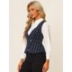 thumbnail image 4 of Chaleco a cuadros para mujer Chaleco de tweed vintage sin mangas con doble botonadura Azul Oscuro L, 4 of 6