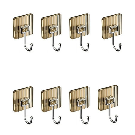 

Shebeky 8Pcs Wall Sticky Hooks Punch-free Waterproof Square Shape PVC Hook Multifunctional Storage Heavy Duty Closet Coat Hanger Kitchen Bathroom Self Adhesive Hooks Home Supplies