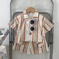 thumbnail image 2 of KPOPLK Toddler Baby Boy Outfit Clothes 2pcs for 1t 2t 3t 4t 5t Kids Button Up Short Sleeve Shirt and Shorts Set Gentleman Outfits Suit(5-6 Years,Coffee), 2 of 4
