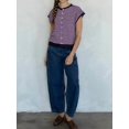 thumbnail image 6 of Women's Light-Weight Cap Sleeve Cardigan Summer Casual Striped Knit Open Front Button Down Sweater Pink S, 6 of 8