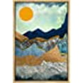 thumbnail image 3 of IDEA4WALL Framed Canvas Print Wall Art Orange Sun Over Blue Graphite Mountains Abstract Wilderness Illustrations Modern Art Rustic Multicolor Cool for Living Room, Bedroom, Office - 16"x24" Natural, 3 of 15