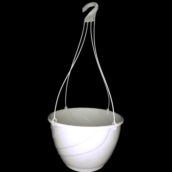 Landmark Plastic 12" White Deco Swirl Hanging Basket Planter, Set of 10