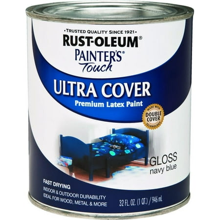 Rustoleum Painter's Touch Ultra-Cover Multi-Purpose Enamel Paint, 1 qt Can, Navy Blue