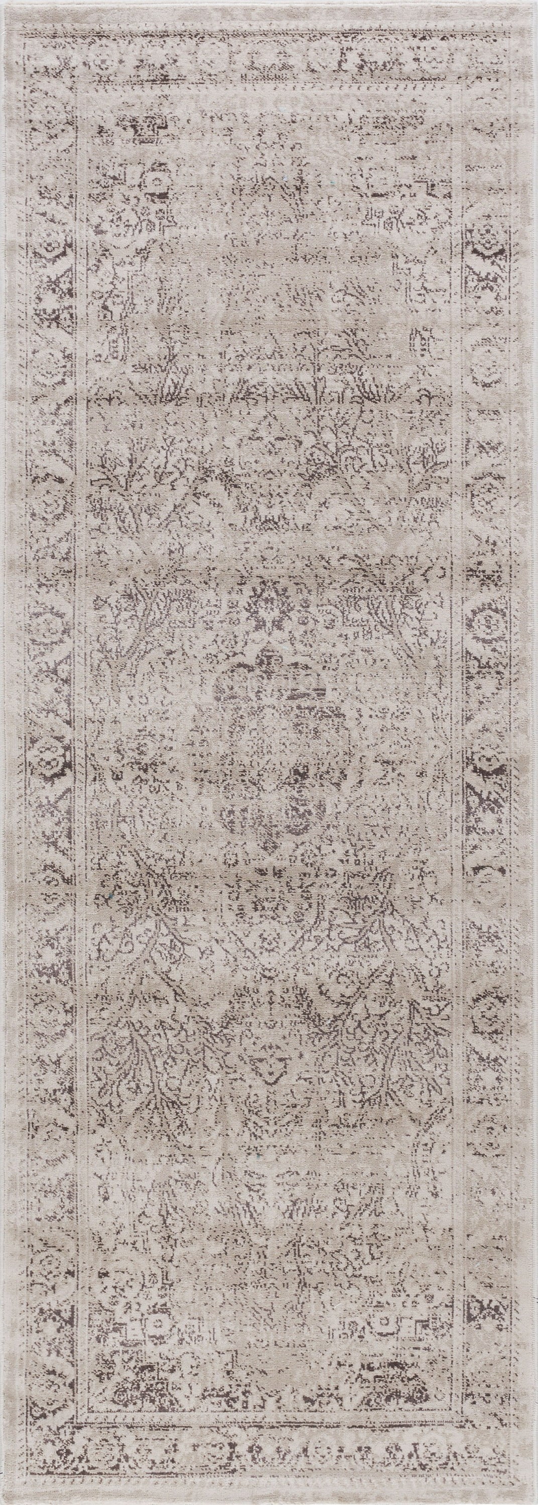 Transitional 3x8 Area Rug (2'7'' x 7'3'') Oriental Cream, Taupe Indoor Runner Easy to Clean