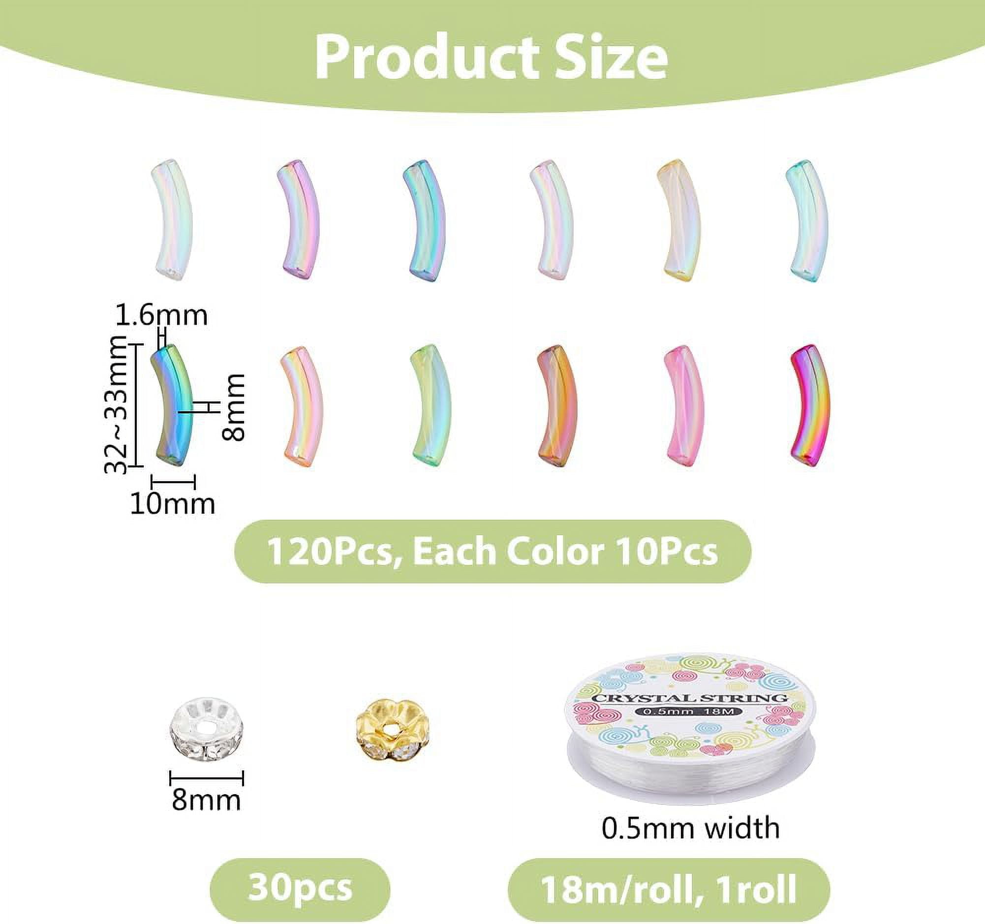 1bag Curved Chunky Bracelet Making Kit Including Imitation Acrylic Curved Tube Beads Elastic Thread Mixed color Beads: 216pcs/bag