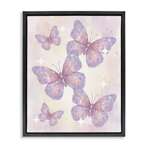 Stupell Industries Art Deco Delicate Disco Butterfly Dance Black Floating Frame Canvas Art, 17 x 21, by Lil' Rue