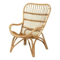 Bowery Hill Contemporary Bohemian Natural Brown Rattan Armchair