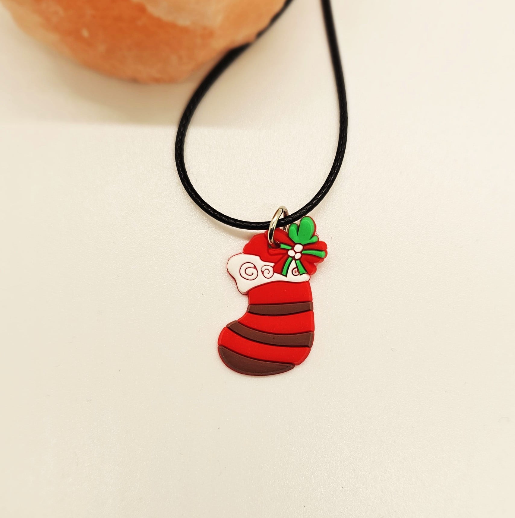 Omodo Black Rope, Christmas Stocking Charm, Necklace. Men/Women