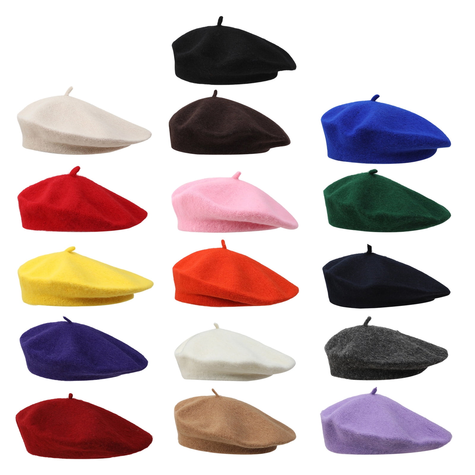 Solid Color Berets Hats Stretchy French Styles Unisex Winter 