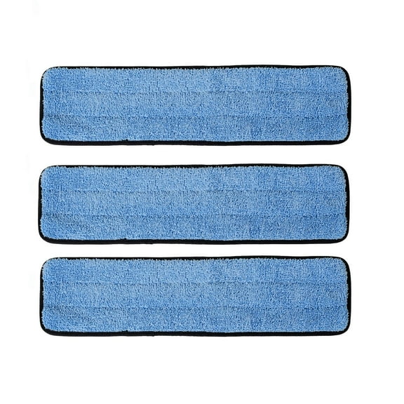 Real Clean 18 inch Microfiber Wet/Dust Mop Refill Pads for Flat Microfiber Mop Frames (Pack of 3)