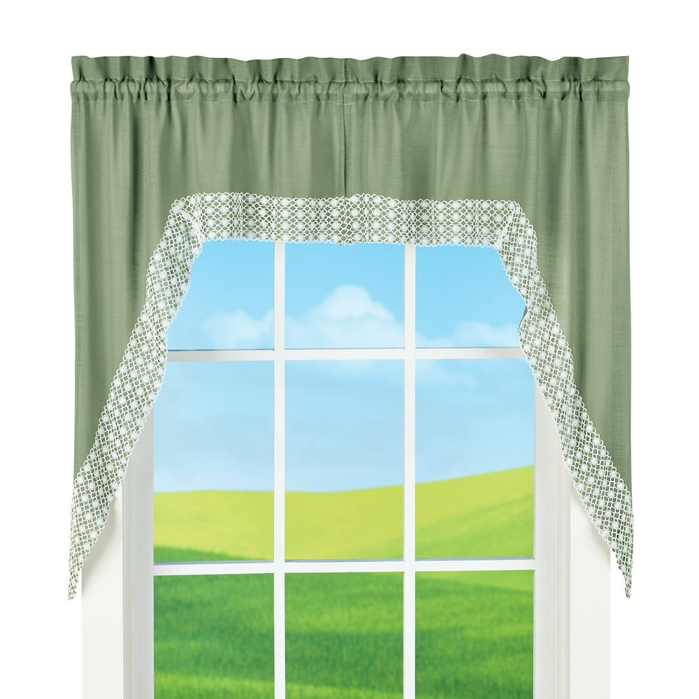 Salem sage green kitchen curtain swag