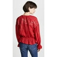 thumbnail image 4 of Free People Womens Counting Stars Peasant Blouse, Red, Medium, 4 of 6