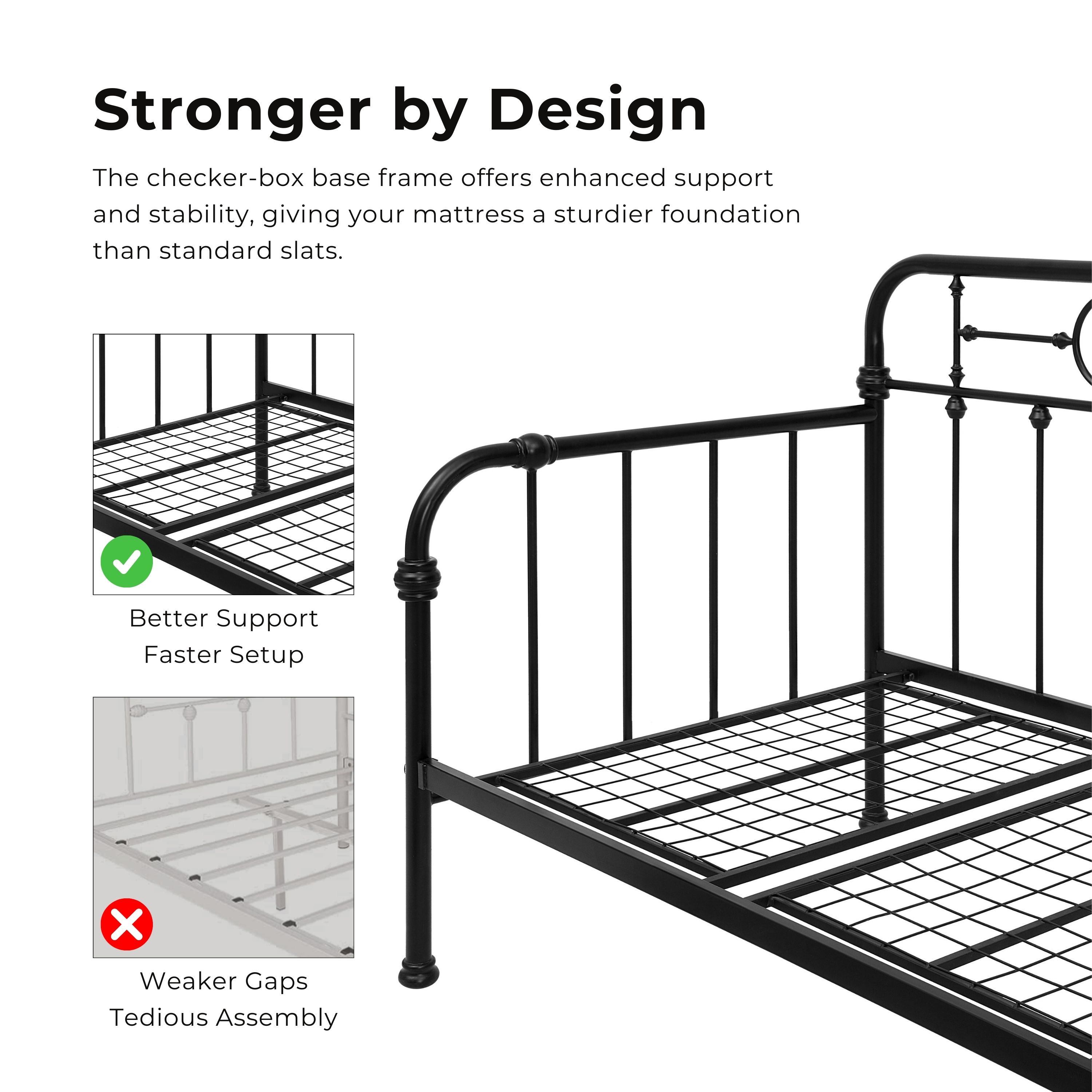 Furniture of America Willow Metal Daybed with Trundle Set, Black