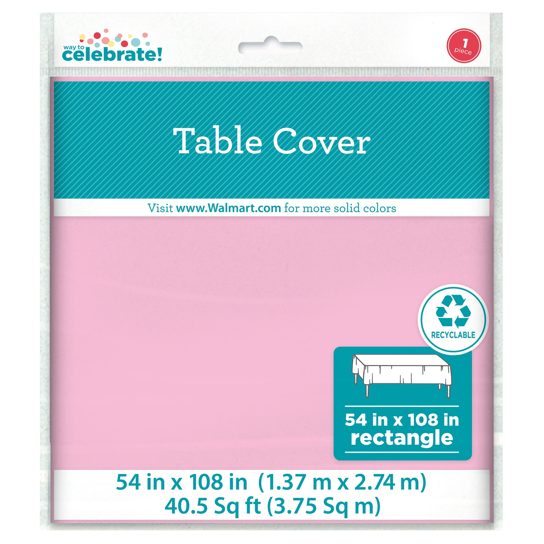 (6 pack) 1CT 54 IN x 108IN Light Pink Rectangular Plastic Table Covers by Way To Celebrate