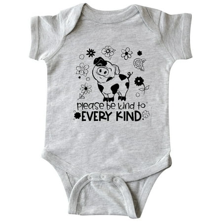 

Inktastic Please Be Kind to Every Kind Cute Pig and Flowers Gift Baby Boy or Baby Girl Bodysuit