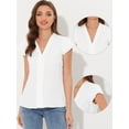 thumbnail image 2 of Unique Bargains Women's Summer Office Tops V-Neck Solid Color Chiffon Blouse M White, 2 of 6