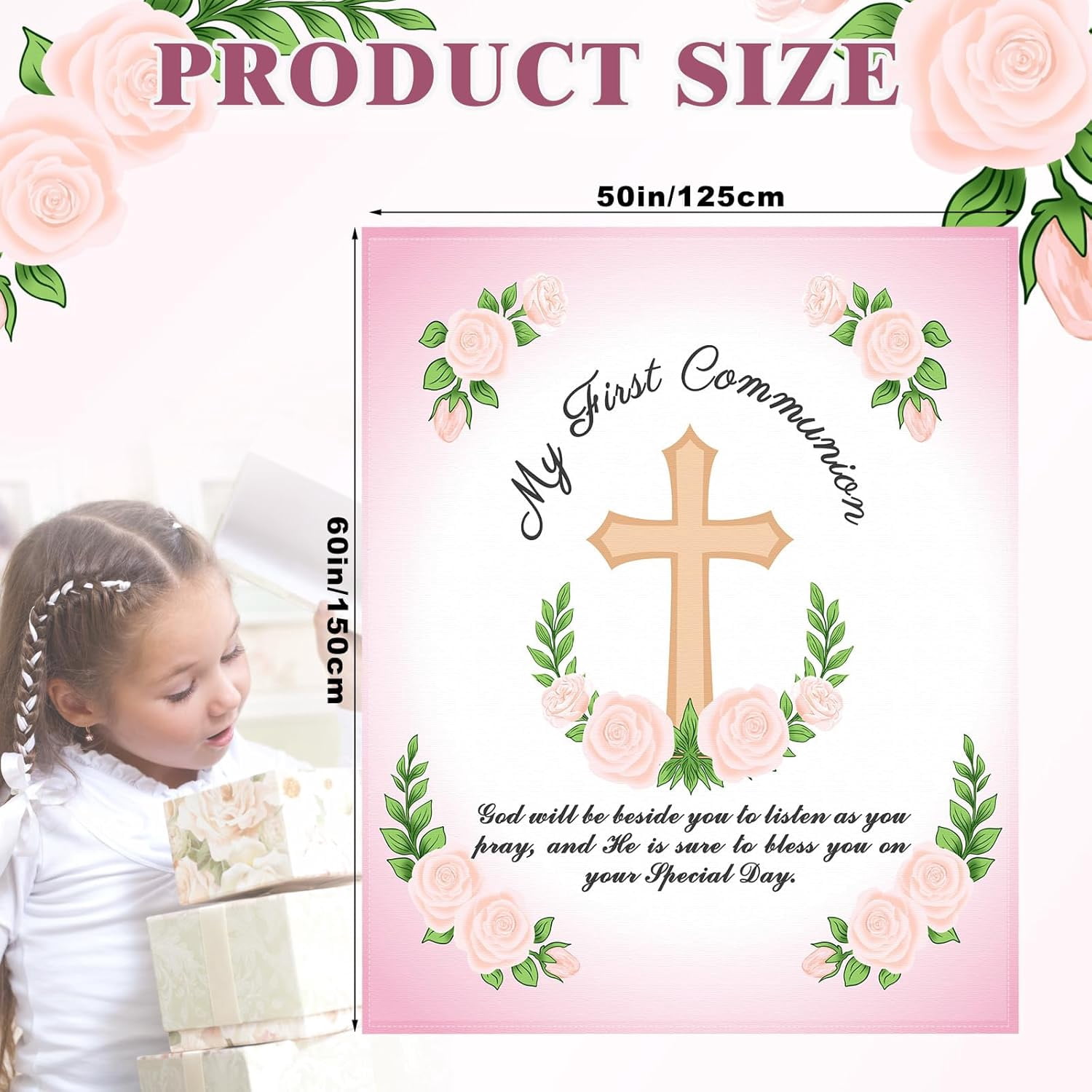 First Communion Gifts Blanket Baptism Gifts My First Communions Throw Blanket Christian Inspirational 1st Communion Gift for Women Men Christening Catholic Birthday Present