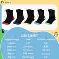 thumbnail image 6 of Kids Socks, 15 Pairs Toddler Sock Crew Mid Calf Cut Casual Dress Soft Socks for Boys Girls 1-13 Years, 6 of 6