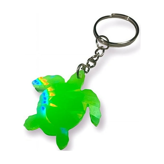 Glow in the Dark Sea Turtle Keychain, Holographic Rainbow, Blacklight Reactive Car Accessories, New Car Gifts, Beach Ocean Lover Decor