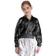 thumbnail image 3 of Haitryli Kids Girls Boys Shiny Hip Hop Jazz Street Dance Outfit Long Sleeve Zipper Bomber Jacket with Pants Set Black 8, 3 of 5