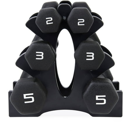 CAP 20lb Neoprene Dumbbell Set with Rack Black