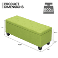 thumbnail image 3 of MoNiBloom Microfiber Ottoman with Storage, 42" Upholstered Bench, Footrest Stool with Button-Tufted for Bedroom, Entryway, Living Room, End of Bed, Green, 3 of 9