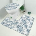 thumbnail image 2 of Pioneer Flower Floral Print Pattern Bathroom Rugs Sets 3 Piece,Toilet Cover Set,Absorbent Non Slip Bathroom Mats Sets with U-Shaped Contour Rug Toilet Rug Set, 2 of 5