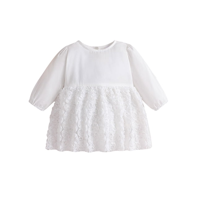 Diconna Robe Barboteuse pour Bébés Filles, Manches Longues Col Rond Justaucorps Patchwork Vêtements pour Fête Quotidienne