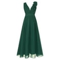 thumbnail image 4 of iiniim Kids Girls Chiffon Ruched Junior Bridesmaid A Line Swing Maxi Formal Pageant Prom Dress Army Green 6, 4 of 7