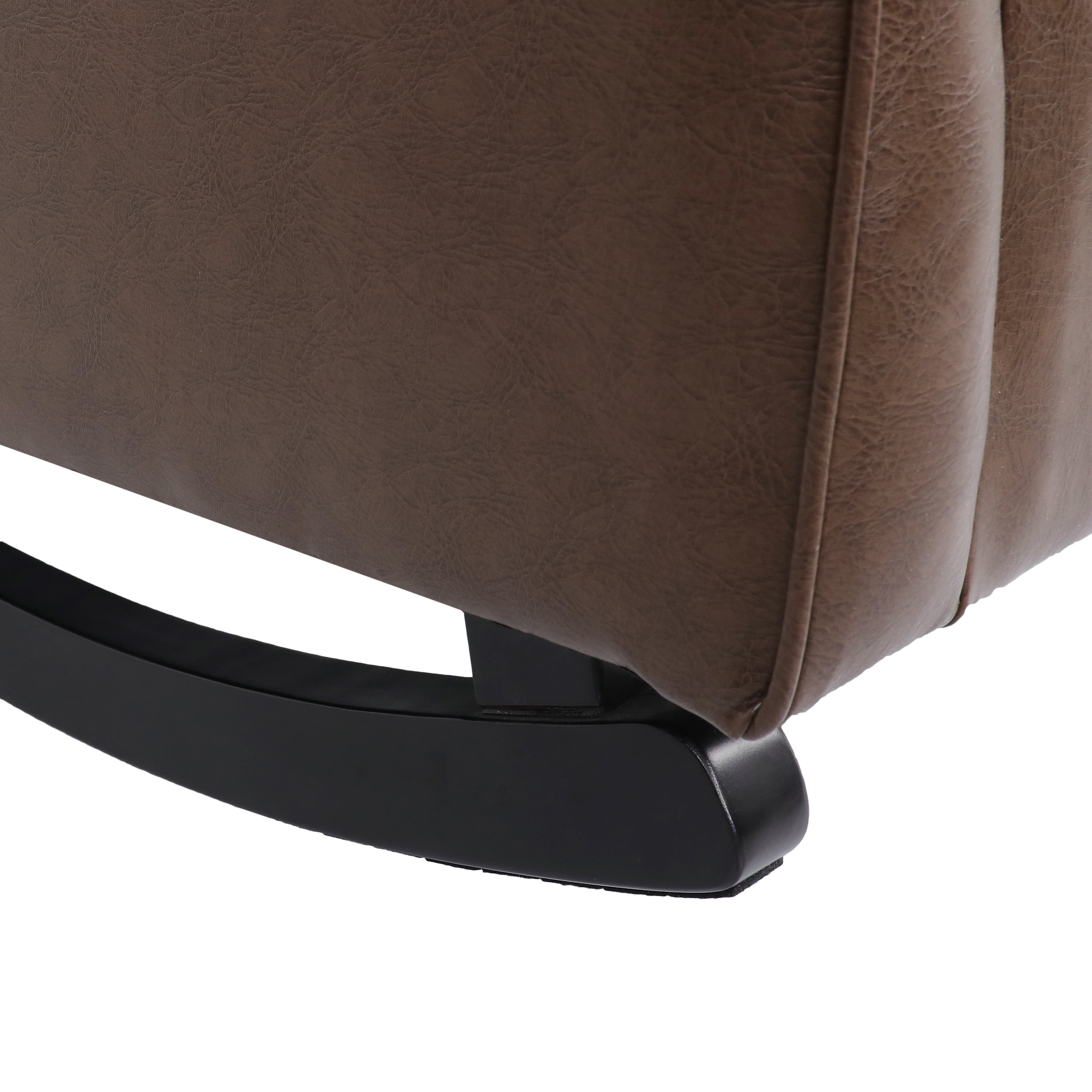 GDF Studio Amedou Contemporary Faux Leather Tufted Wingback Rocking Chair, Dark Brown