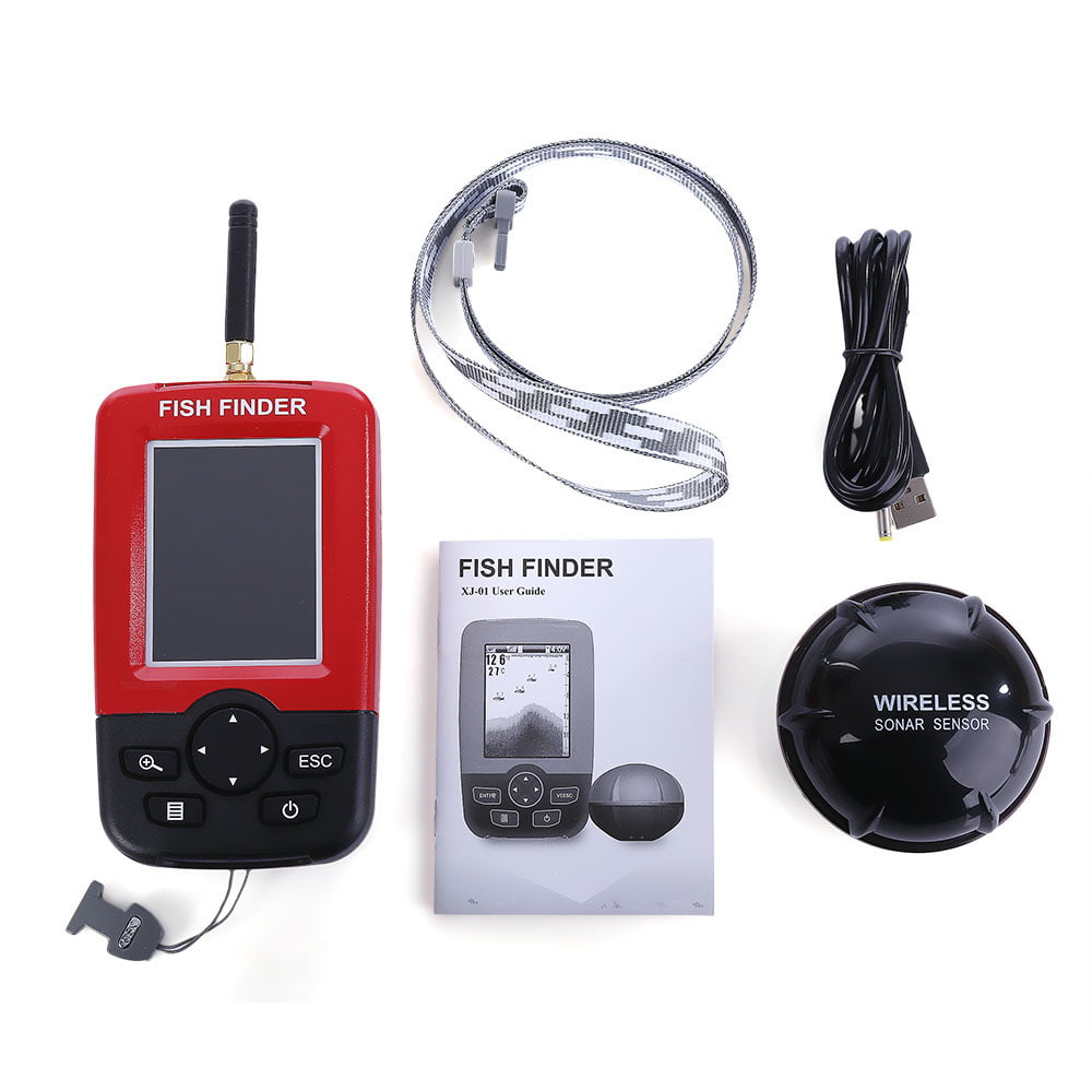 Outlife Portable Fish Finder 125KHz Wireless/Red Sonar Sensor Alarm LCD Display 