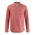 thumbnail image 2 of YNGKMEA Men's Vintage Henley Shirt Distressed Long Sleeve Button Down Stand Collar T Shirt Classic Retro Washed Denim Pullover Tops Pink XXXL, 2 of 4