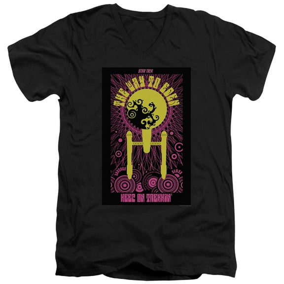 Star Trek Tos Episode 75 Adult V-Neck 30/1 T-Shirt Black