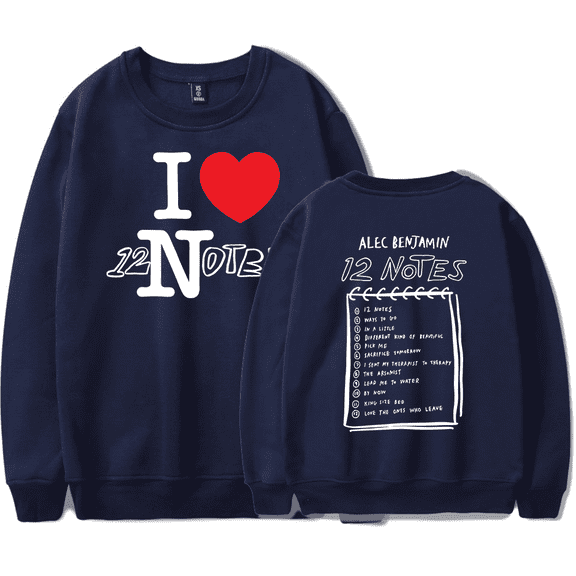 Alec Benjamin Merch 12 Notes Crewneck Sweatshirt Merch Casual Sweatshirt Unisex Clothing