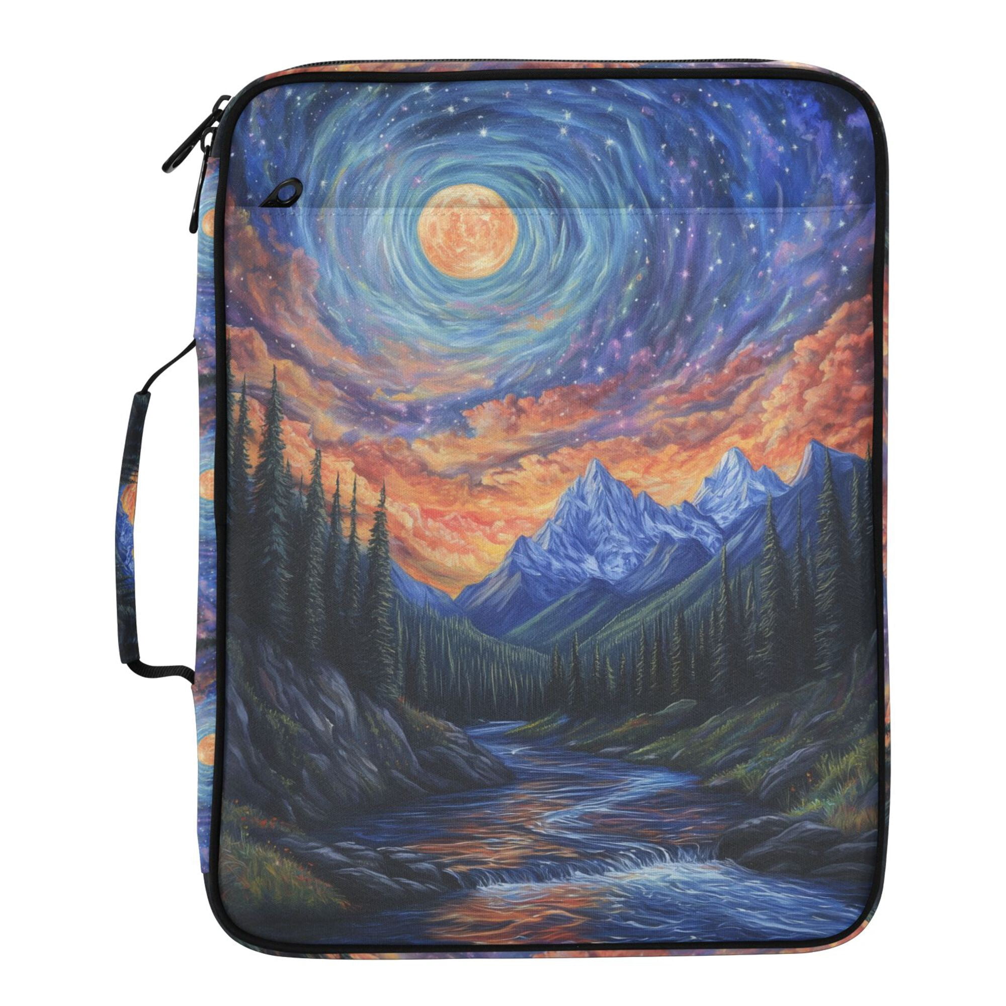 FORMRS Accordion File Folder A4 Size 7-Pocket Expanding Document Organizer Bag with 3 Ring Binder, Mountains and Forests