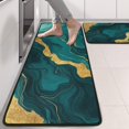 thumbnail image 2 of Kitchen Rugs Sets Of 2,Teal and Gold Marble Glitter Dots Pattern Anti Fatigue Kitchen Mat Rugs Non Slip Washable,Decorative Kitchen Floor Mats for Kitchen,Sink,Laundry,17"x47"+17"x47", 2 of 5