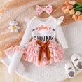 thumbnail image 2 of CAICJ98 Newborn Baby Girl Easter Outfit Bunny Clothes Romper+Bloomers Tutu Skirt+Socks+Headband Set First Easter Outfit (White,3-6 Months), 2 of 7