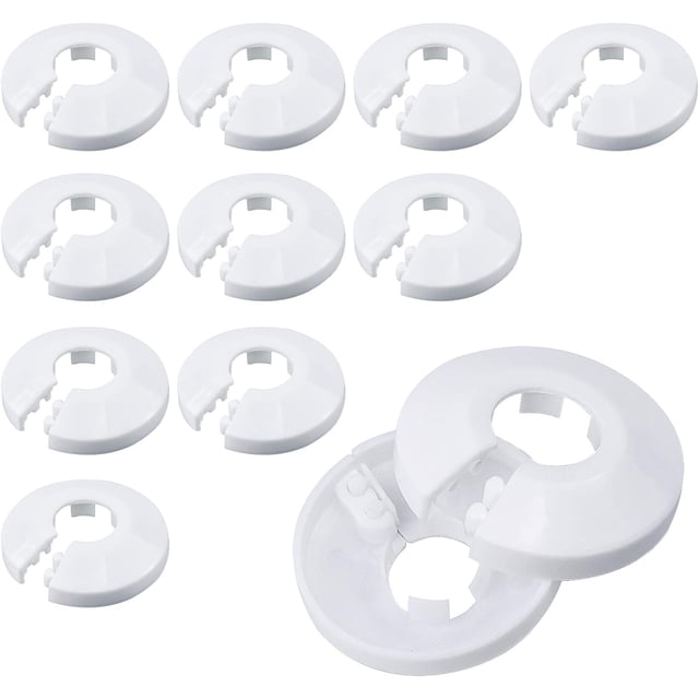 12Pcs Plastic Radiator Rosette, Pipe Cover, Pipe Clamps Radiator Pipe Covers for 15mm Hole, Cover Rosettes for Hiding Radiator Pipes(White)