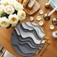 thumbnail image 2 of Black Gray Ombre Round Placemats Set of 2 for Dinning Tables,Heat-proof Braided Table Mats 13 Inch,Modern Abstract Art Geometric Moire Washable Place Mat for Kitchen Restaurant Party Table Decor, 2 of 9
