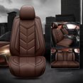 thumbnail image 2 of 5-Seat Car Seat Covers Protector Front / Rear Universal Coffee PU Leather Auto Seat Covers 3Pcs, 2 of 6