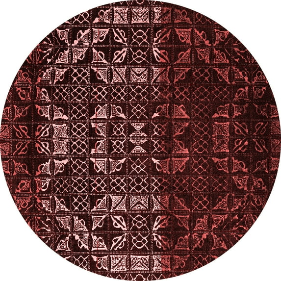 Ahgly Company Indoor Round Abstract Red Modern Area Rugs, 7' Round