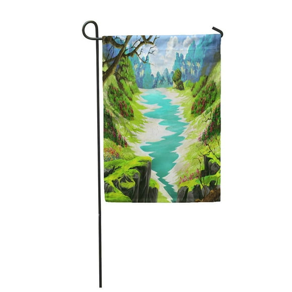POGLIP The Small River in Forest Land Video Game Digital Garden Flag Decorative Flag House Banner 12x18 inch
