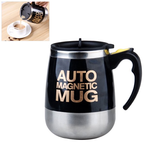 Taza de café mezcladora automática de 400ml, taza agitadora magnética de acero inoxidable