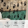thumbnail image 6 of Teal Green Brown Semi Sheer Curtains Drapes for Living Room, Bedroom, French Doors Window 63 Inches Long, Farmhouse Dog Paw Vintage Rod Pocket Chiffon Curtain Drapery Voile Draperies Panel, 6 of 8