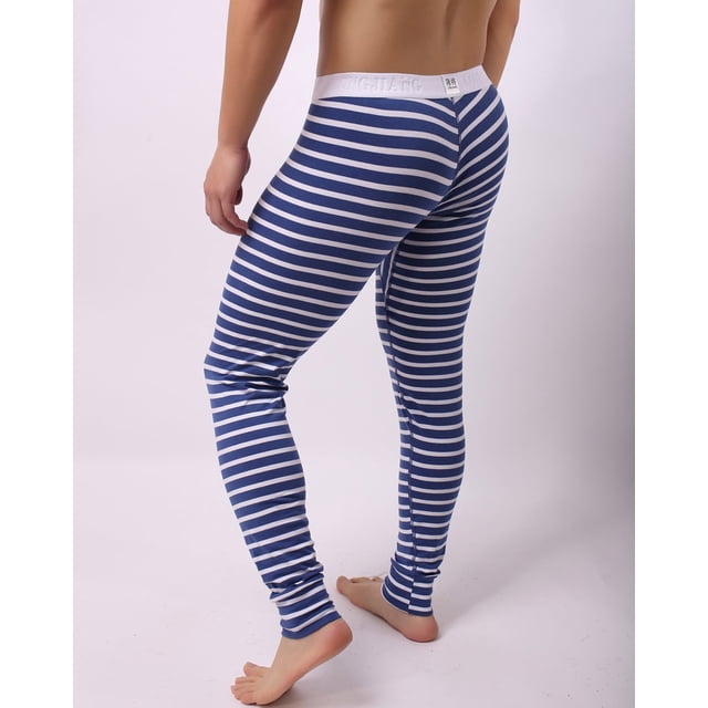 YUEHAO - Ropa interior para hombre, con rayas transpirables y parches, leggings de tiro bajo, calzoncillos largos térmicos, ropa interior para hombre