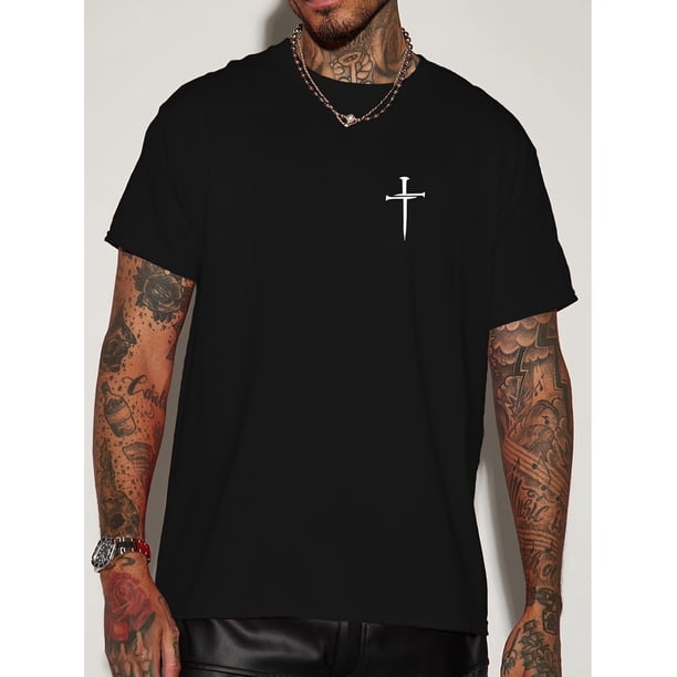 Camisetas de manga corta con estampado cruzado para hombre, cómodas y casuales, con cuello redondo elástico, ideales para actividades al aire libre, para adultos, hombres, mujeres, adolescentes, jóven