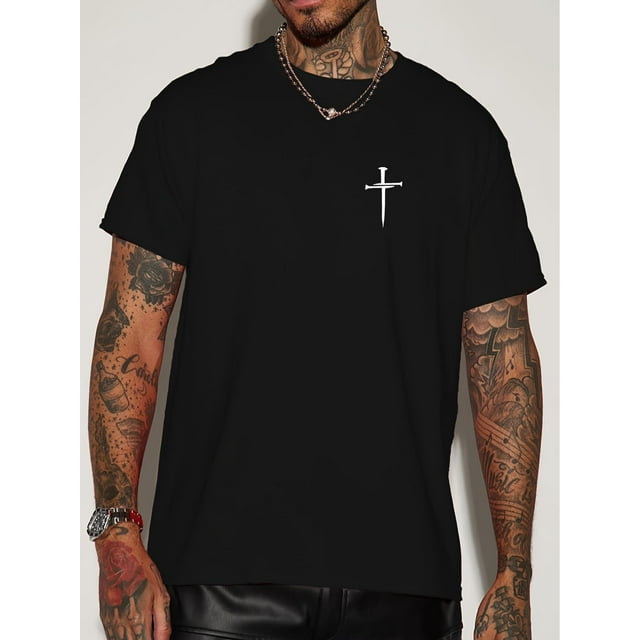 Camisetas de manga corta con estampado cruzado para hombre, cómodas y casuales, con cuello redondo elástico, ideales para actividades al aire libre, para adultos, hombres, mujeres, adolescentes, jóven