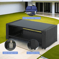 thumbnail image 6 of 4 Pieces Patio Furniture Set, Outdoor Wicker Conversation Furniture Sets with Sofa, 2 Chairs and Coffee Table, Outdoor Loveseat with Soft Cushion for Garden, Balcony, Pool, Backyard, Grey, 6 of 8